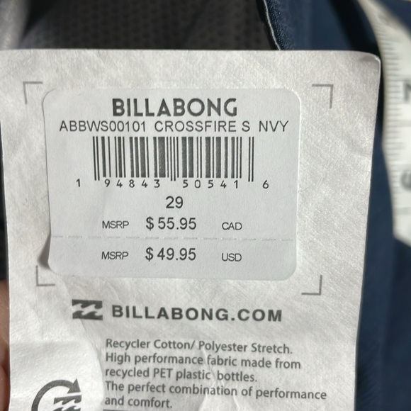 Billabong Crossfire Blue Hybrid Swim Shorts Size 29 NEW - Picture 10 of 10